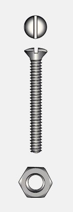 SLOTTED RAISED COUNTERSUNK HEAD SCREW WITH NUT - 3x10 mm — 9096443 10 MTECH