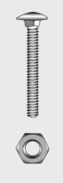 MUSHROOM HEAD SQUARE NECK BOLT WITH NUT - 6x40 mm — 9060346 40 MTECH